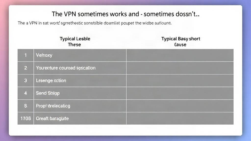 VPN то работает, то нет: почему соединение нестабильно и как стабилизировать. Таблица типичных симптомов и вероятных причин VPN то работает, то нет: почему соединение нестабильно и как стабилизировать. Таблица типичных симптомов и вероятных причин